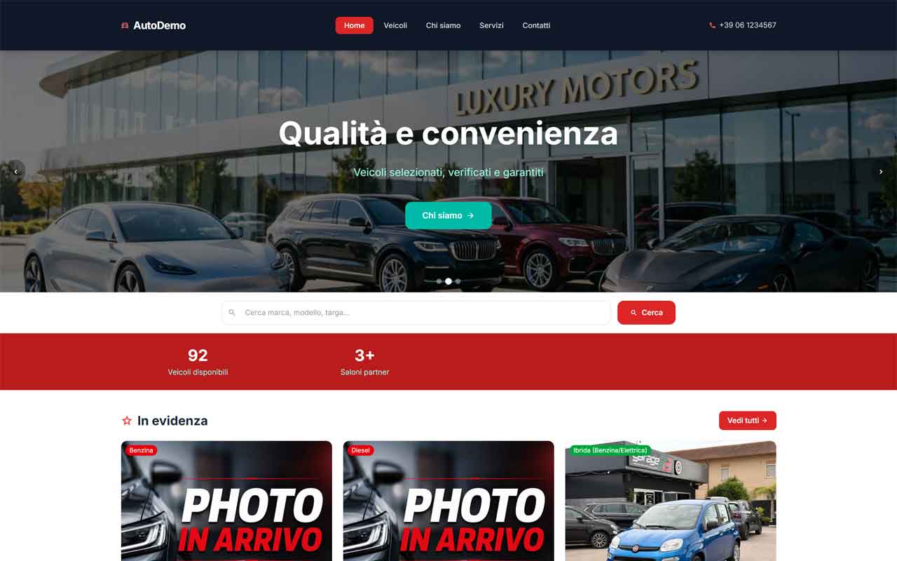 Anteprima sito demo CarPro